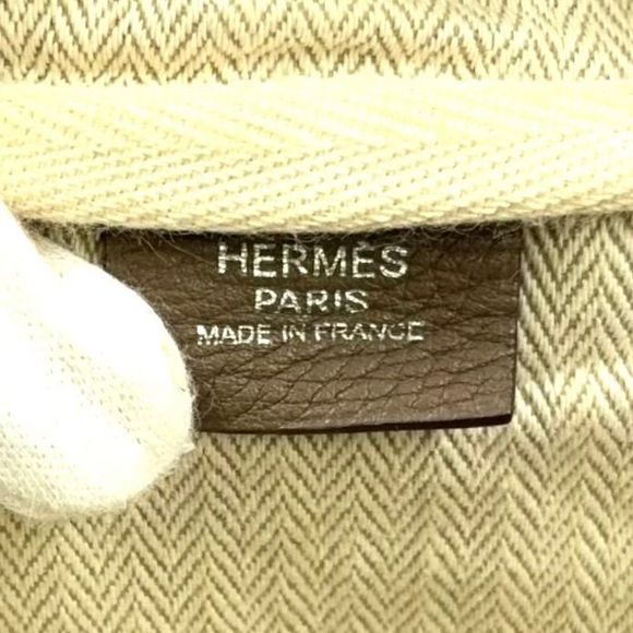 Hermes Victoria 35 □L Engraved Leather Gray-beige Handbag Silver - Picture 4 of 15